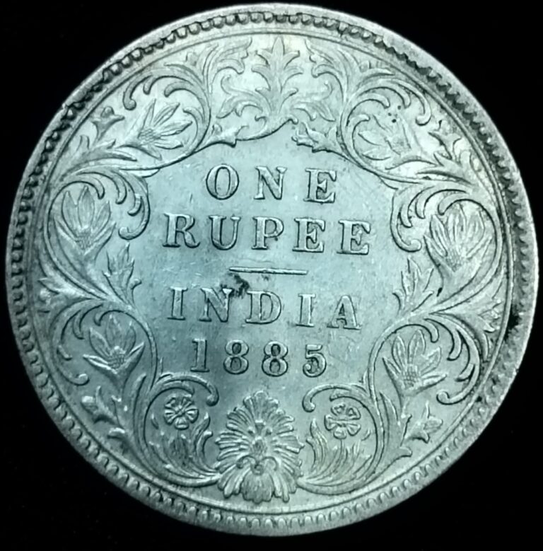 One Rupee 1885 Calcutta Mint of Victoria Empress British India Coinage Silver Coin