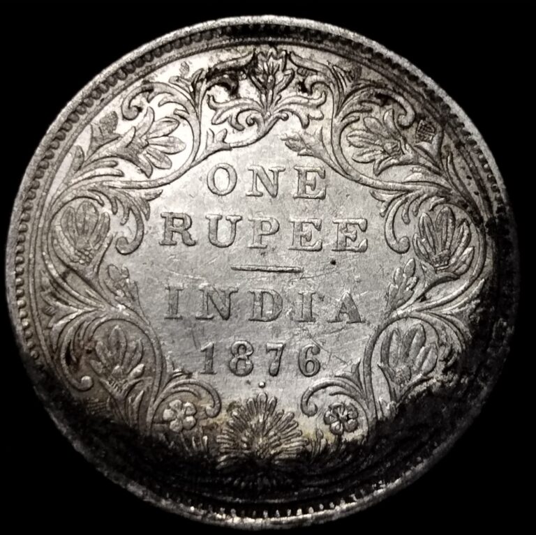 One Rupee 1876 Bombay Mint with One Dot Victoria Empress British India Coinage Silver Coin